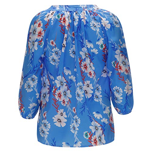 SEEGOU - Blusa para mujer de manga larga con cuello en V azul 40 EU