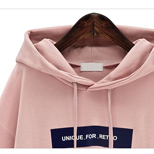SHOBDW LiquidacióN Ventas Moda Sudadera con Capucha De Las Mujeres SóLida Sudadera Jumper Letter Pullover OtoñO Invierno Blusas De Manga Larga Blusa(Rosa,6XL)