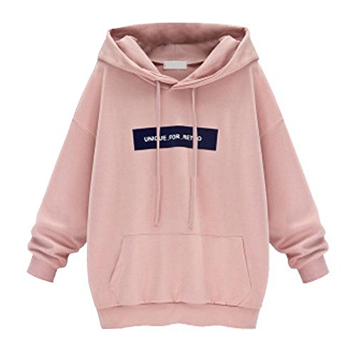 SHOBDW LiquidacióN Ventas Moda Sudadera con Capucha De Las Mujeres SóLida Sudadera Jumper Letter Pullover OtoñO Invierno Blusas De Manga Larga Blusa(Rosa,6XL)