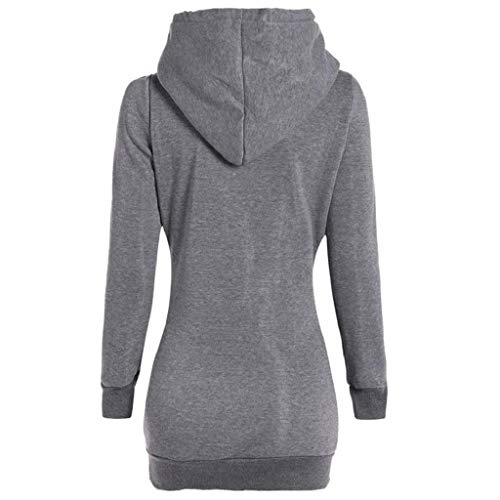 SHOBDW Mujer Liquidación Venta Sudadera con Capucha para de Color sólido Casual Fit Recta Invierno Manga Larga Tops Abrigos Chaqueta Sexy Vestidos Delgados (XL, S-Gris)