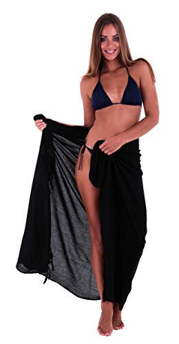 SHU-SHI - Pareo para mujer - Diseño en colores lisos - Talla única - Negro