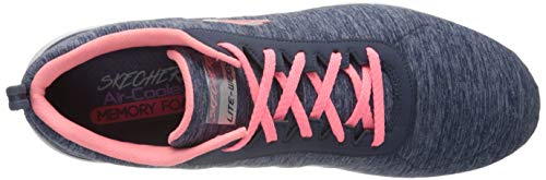 Skechers Flex Appeal 3.0-Insiders, Zapatillas Deportivas Mujer, Multicolor (NVCL Black & Gray Mesh/Black Trim), 37 EU