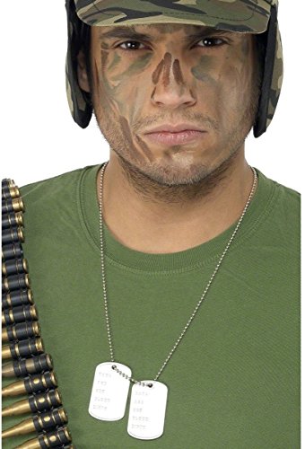 Smiffy'S 28348 Placas Identificativas Con Cadena, Plata, Tamaño Único , color/modelo surtido