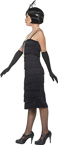 Smiffy'S 45502L Disfraz De Chica Años 20 Con Vestido Largo, Diadema Y Guantes, Negro, L - Eu Tamaño 44-46
