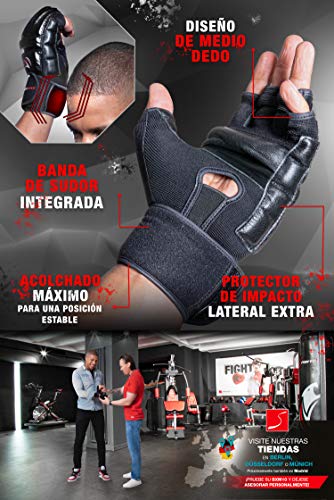 Sportstech BXM10 MMA Guantes de Artes Marciales para Mujer y Hombre, Ideales para UFC, Lucha Libre, Sparring, Kick-Boxing, Saco de Boxeo y Arena - con protección Extra Fuerte y Cuero