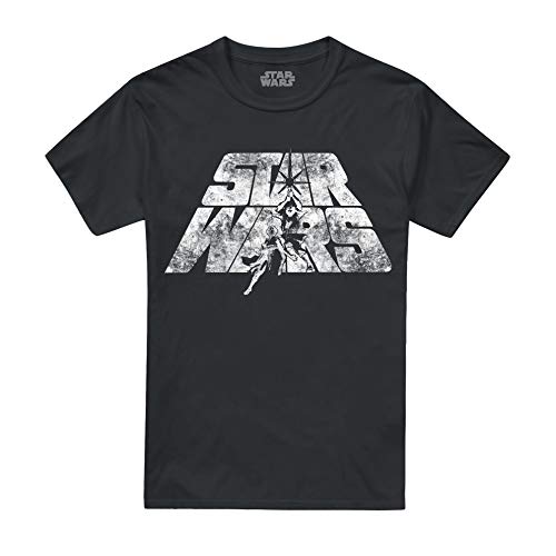 Star Wars Retro Logo Camiseta, Negro (Black Blk), Medium para Hombre