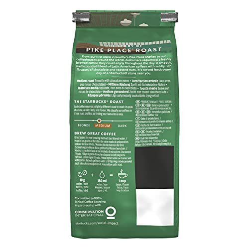 Starbucks Pike Place Café De Grano Entero De Tostado Medio 6 Bolsa de 200g