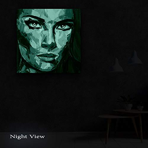 Startonight Cuadro Moderno en Lienzo - Eva Mujer, Grandes Ojos Labios Rojos - Pintura Abstracta Para Salon Decoración 80 x 80 cm