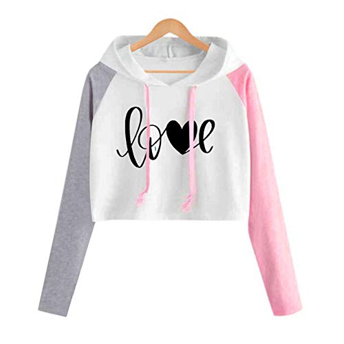 Sudaderas Adolescentes Chicas, Sudaderas Mujer con Capucha - Días de San Valentín Corazon Estampado Blusa Tops Camiseta de Manga Larga