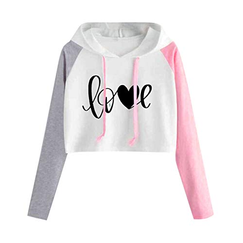 Sudaderas Adolescentes Chicas, Sudaderas Mujer con Capucha - Días de San Valentín Corazon Estampado Blusa Tops Camiseta de Manga Larga