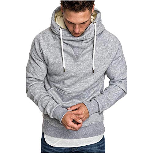 Sudaderas con Capucha, Sudadera para Hombre de Manga Larga otoño Invierno Casual Abrigo Camisas Blusa Top chándales Color sólido Hombres Manga Larga Chaqueta Abrigo