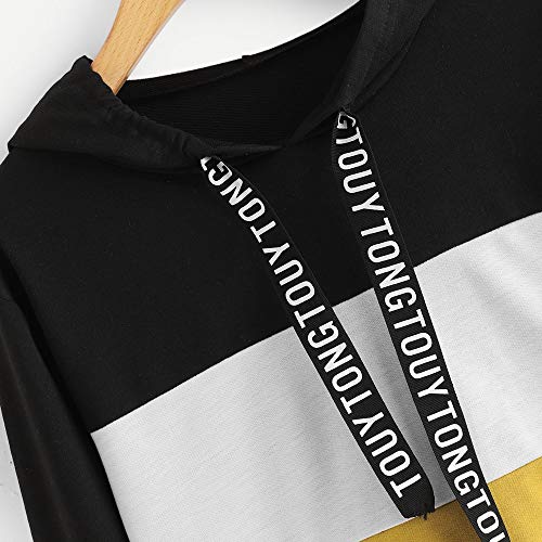 Sudaderas Cortas Adolescentes Chicas Sudadera Mujer Tumblr Pull-Over Tops Blusa de Manga Larga (Negro, Small)