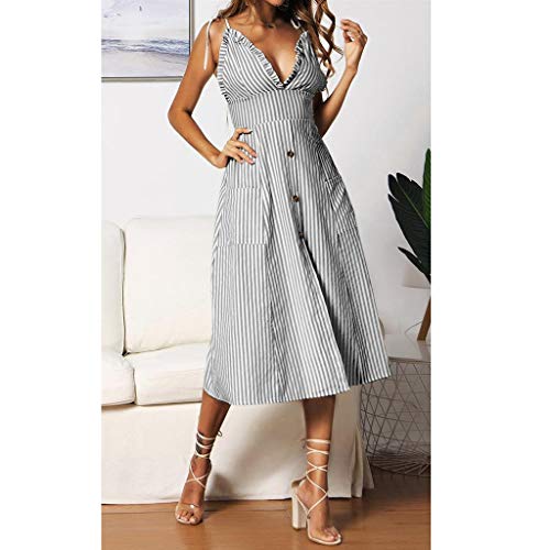 Sulifor Vestido de Mujer Bohemio de Verano,Vestido elgante y Bonito para Mujer,Vestido a Media Pierna con Bolsillo,Vestido Bonito y Sexy para,Vestido Casual de Diaria