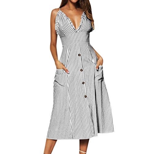 Sulifor Vestido de Mujer Bohemio de Verano,Vestido elgante y Bonito para Mujer,Vestido a Media Pierna con Bolsillo,Vestido Bonito y Sexy para,Vestido Casual de Diaria