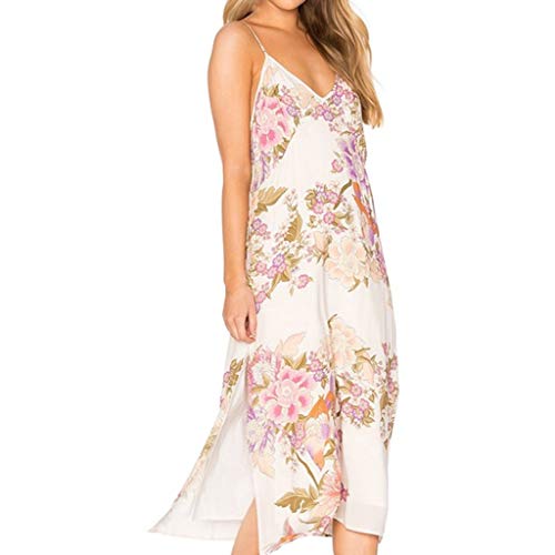 Sulifor Vestido de Verano con Estampado Floral,Vestido Sing con Cuello V para Mujer,Vestido Largo con Tres Colores,Ideal para Playa,Cita,Diaria