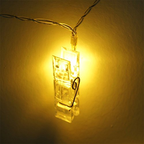 SUNNIOR 20 LED Foto Peg Clip cuerda luz fiesta decoración de la boda (blanco cálido)