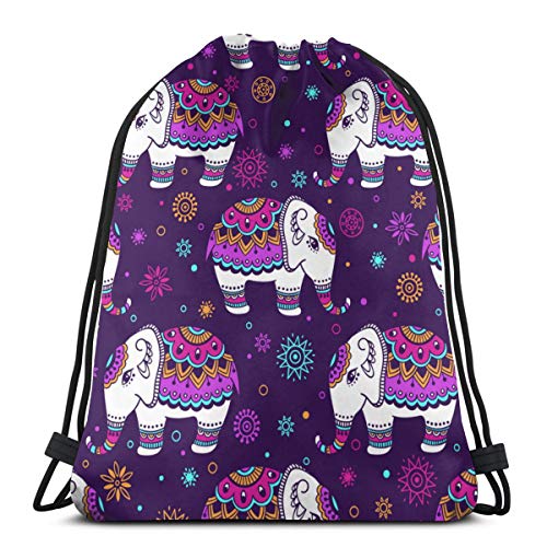 Sunny R Etnia India Multicolor Tribal Vector Mochila con cordón Mochila Gimnasio Bolsa de Baile Mochila para Senderismo Playa Bolsas de Viaje 17×14 Pulgada