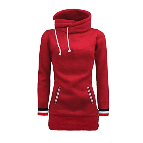 Switchali Sudaderas Mujer Baratas otoño 2017 Sudadera sin Capucha de Manga Larga de Las Mujeres Blusa Ropa de Mujer en Oferta de Abrigo Invierno Casual Suéter largas (Medium, Rojo)
