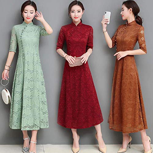 SYXYSM Asia del Partido del Vestido Tradicional Vietnamita Tradicional del Vestido Bordado Vietnamita Vestido De Traje Asiático (Color : Color3, Size : XXL)
