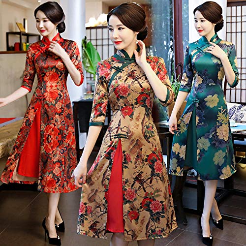 SYXYSM - Vestidos vietnamitas tradicionales asiáticos vietnamitas para mujer, poliéster, Color 11, Medium