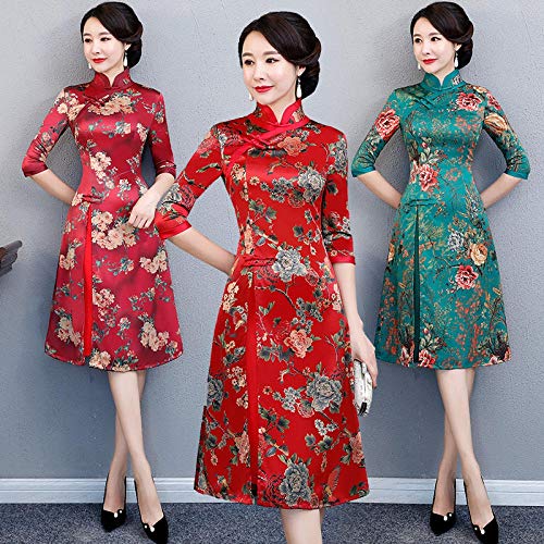 SYXYSM - Vestidos vietnamitas tradicionales asiáticos vietnamitas para mujer, poliéster, Color 11, Medium