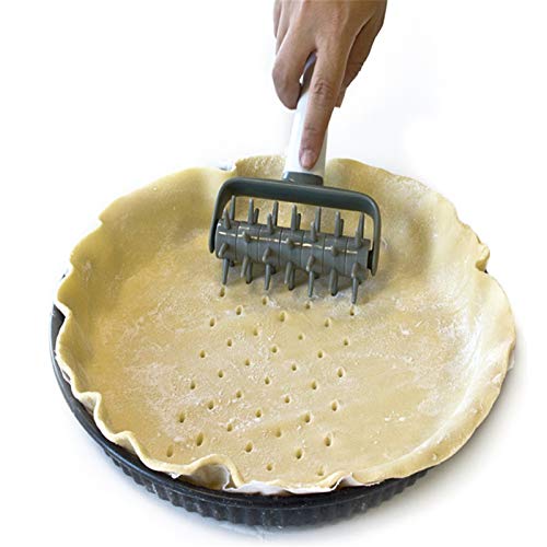 SZTUCCE Pizza de plástico Rodillo con Pizca de Aguja Pizza de Pizza Roller Roller Corteza Galletas Bizcocho Puncher Decoración Cocina Herramientas de Cocina (Color : WH)
