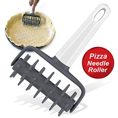 SZTUCCE Pizza de plástico Rodillo con Pizca de Aguja Pizza de Pizza Roller Roller Corteza Galletas Bizcocho Puncher Decoración Cocina Herramientas de Cocina (Color : WH)