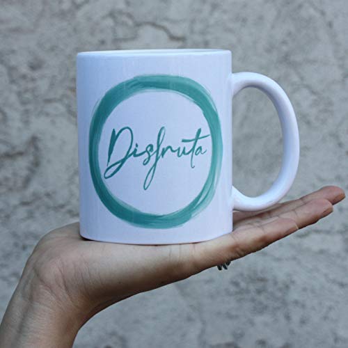 Taza Desayuno con Mensaje Disfruta_ Regalos Originales para Mujer_ Taza café Infusiones o Decoración Hogar en Cerámica de Alta Calidad.
