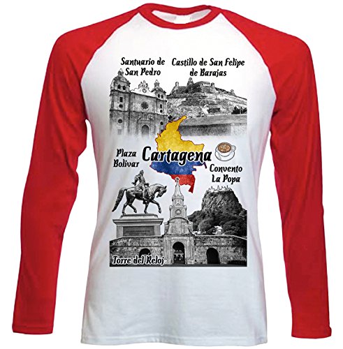 teesquare1st Colombia Cartagena Camiseta DE Mangas ROJA LARGAS T-Shirt Size Xlarge