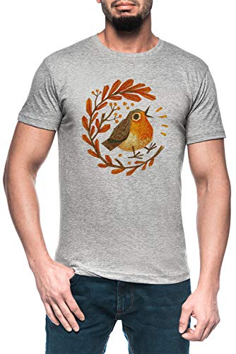 Temprano Pájaro Hombre Gris Camiseta Manga Corta Men's Grey T-Shirt
