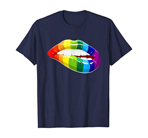 Tengyuntong Camisetas y Tops Polos y Camisas, Rainbow Lips - Camiseta de Apoyo LGBT Pride
