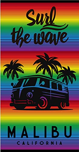 TEXTIL TARRAGO Toalla de Playa 100% Algodon Egipcio 90x170 cm Surf malibú Furgoneta EGP491