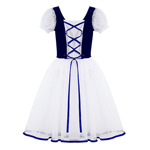 TiaoBug Vestido Maillot de Danza Ballet Tutú para Niña (3-12 Años) Vestido de Princesa Fiesta Actuación Azul Marino 10-12 Años