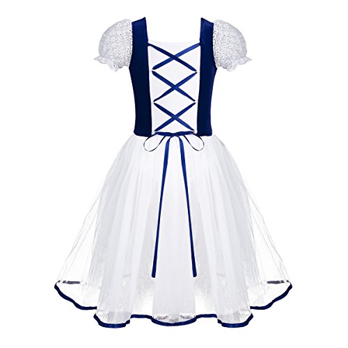 TiaoBug Vestido Maillot de Danza Ballet Tutú para Niña (3-12 Años) Vestido de Princesa Fiesta Actuación Azul Marino 10-12 Años