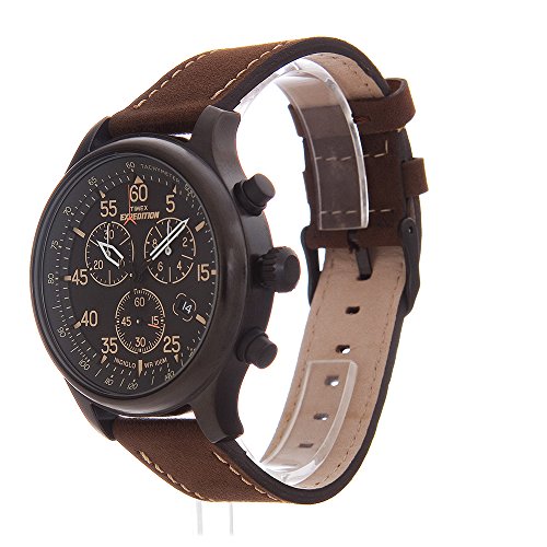 Timex Expedition Rugged - Reloj análogico de cuarzo con correa de cuero para hombre, color marrón