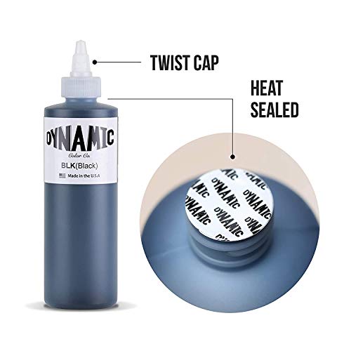 Tinta para tatuaje BLACK DYNAMIC, Mejores tintas de colores y negros VEGAN 8oz, negro