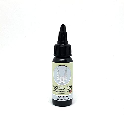 Tinta para tatuaje - BLACK FILL LUCKY GOLD 1oz (30ml) - VIKING INK USA - Los mejores colores y negros en tintas para tatuaje del mercado - VEGANAS