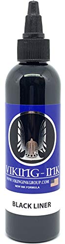 Tinta para tatuaje - BLACK LINER 4oz (120ml) - VIKING INK USA - Los mejores colores y negros en tintas para tatuaje del mercado - VEGANAS
