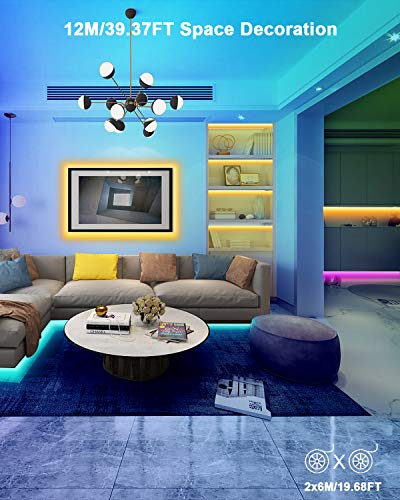 Tira LED , CNSUNWYA 12M (2*6M) Luces RGB LED 24V 5050 SMD Con 44 Teclas Control Remoto IR Habitación Que Cambian De Color Luz De Ambiente Para el Hogar Dormitorio Habitación TV Coches Fiesta Boda