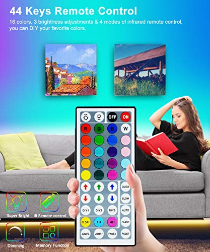 Tira LED , CNSUNWYA 12M (2*6M) Luces RGB LED 24V 5050 SMD Con 44 Teclas Control Remoto IR Habitación Que Cambian De Color Luz De Ambiente Para el Hogar Dormitorio Habitación TV Coches Fiesta Boda