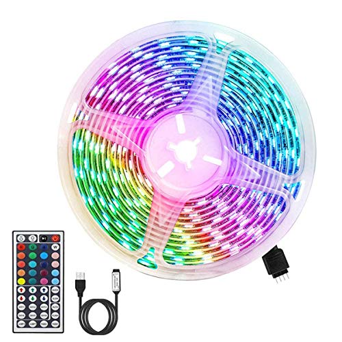 Tira LED,RGB IED Strip,3m Tiras LED 5050 RGB 180 leds,20 colores y 6 Modos con Interfaz USB y Control Remoto IR 44 Teclas,Luz de Fondo de TV,Para la Decoración del Hogar y la Boda