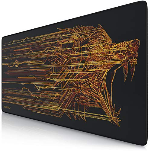 TITANWOLF - XXL Alfombrilla para ratón 900 x 400 mm - Speed Gaming Mousepad Mouse Pad - Base para Mesa Grandes Dimensiones - Diseño: Orange Lightning