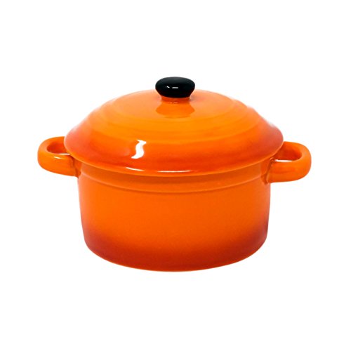 ToCi – Cacerolas con tapa | Mini cazuelas de horno de cerámica 300 ml | Moldes redondos de 10 x 5 cm de diámetro, naranja, rojo y en sets