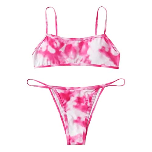 TOFOTL Conjunto de bikini 2020 para mujer, tallas grandes, con cordones, para mujer de corte alto y bikini de dos piezas Rosa-a. S