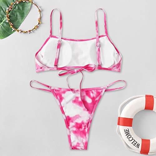 TOFOTL Conjunto de bikini 2020 para mujer, tallas grandes, con cordones, para mujer de corte alto y bikini de dos piezas Rosa-a. S