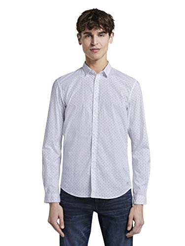 TOM TAILOR Denim AOP Camisa Abotonada, 21622, L para Hombre