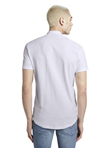 TOM TAILOR Denim Pique Camisa, 20000/White, L para Hombre