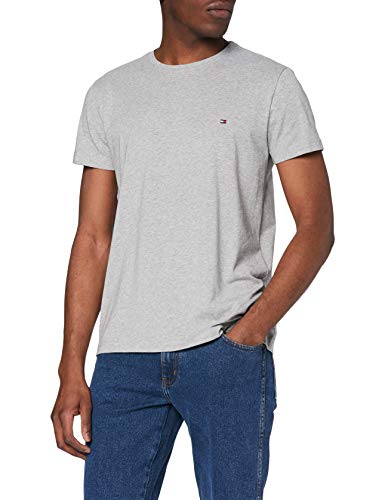Tommy Hilfiger Core Stretch Slim Cneck tee, Camiseta Hombre, Gris (Cloud Htr 501), X-Large