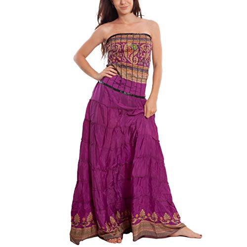 Toocool - Vestido de mujer largo étnico Ibiza vestido falda ancha Boho Gipsy Sexy IND-401 Fantasía 30 Talla única