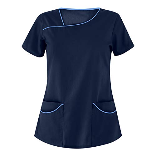 Tops de Mujer Uniforme de Trabajo Uniforme Estampado Camisa de Manga Corta Blusa con Cuello en V, St. Patrick's Day Trabajo Enfermera Médicas Bolsillo Uniforme SPA Salón de Belleza Ropa